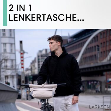 Велосипедна сумка LARKSON Lasse 2 в 1 на кермо, водостійка, рожева з сірою, з відбивачем, для байкпакінгу та як сумка через плече