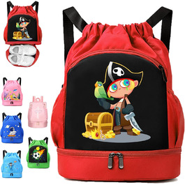 Дитяча спортивна сумка YOUYIKE, водонепроникний рюкзак з відділенням для мокрого одягу, сумка для занять спортом, Gym Bag для дівчаток та хлопчиків, зелений (червоний)