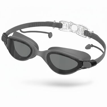 Окуляри для плавання антиблікові Unisex Profi з лінзами Galvanic, UV-захистом та силіконовими ущільнювачами | Водонепроникні окуляри для дорослих та підлітків (KH63, Сірі)