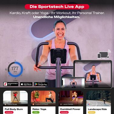 Професійний лежачий ергометр Sportstech ES600 з генератором, німецька якість, додаток з відео та мультиплеєром, підтримка HRC, опційний пульсометр, ергономічне сидіння