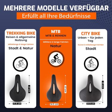 ANFIL® Велосипедне сідло - Максимальний комфорт - Ергономічне сідло з Memory Foam 3.0 для жінок та чоловіків - Зручне та м'яке - з оптимізованим розподілом тиску для тривалих поїздок