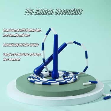Скакалка IDOU з перлинками: регульована довжина, міцні ручки, 2 шт. (блакитний, W-перлини 9ft)