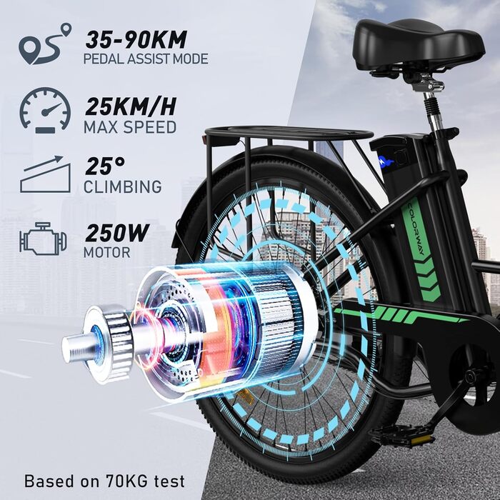 Електровелосипед COLORWAY BK8 26x2,35 дюйма, 250 Вт, знімний акумулятор 36В 12Аг, LED-дисплей, подвійний диск гальма, для підлітків і дорослих