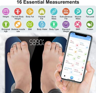 INSMART електронна вага для аналізу складу тіла, Bluetooth-вага з додатком, вимірювання жиру, ІМТ, м'язової маси, води, BMR, багатофункціональна, різнокольорова