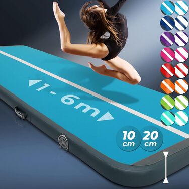 Надувний гімнастичний мат VENDOMNIA Airtrack 200×100×10 см, синьо-сірий, з електричною помпою та сумкою, для йоги, фітнесу, спорту