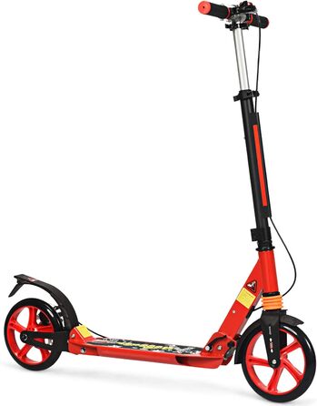 GOPLUS Ролер Кіндер 8 років, міський ролер для дітей, підлітків та дорослих до 100 кг, 3-рівневий регульований ролер, складаний самокат з колесами 200 мм, гальмо на задньому колесі та ремінь (Червоний)