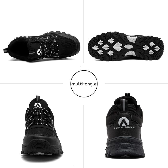 Черевики для хайкінгу/трекінгу чорного кольору. Легкі, дихаючі туристичні черевики для жінок та чоловіків, 38 EU.