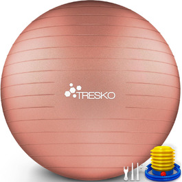 Гімнастичний м'яч TRESKO 75 см, BPA-free, з насосом, для фітнесу, йоги, пілатесу, вагітних, антивибуховий, до 300 кг, коралово-рожевий (для зросту 175-185 см)