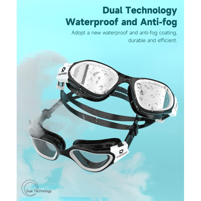 Окуляри для плавання Schwimmbrille, поляризовані, білі/срібні - для жінок та чоловіків, антифог, UV-захист