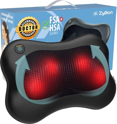 Масажер для спини та шиї Zyllion Shiatsu 3D – глибокий масаж м'язів для дому та авто (кабельне підключення, чорний)