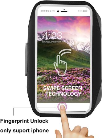 Спортивний браслет на руку для iPhone 16 Pro Max, 16 Plus, 15 Pro Max, 15 Plus, 14 Pro Max, Samsung S24, S23, S22 Ultra. Тримач для телефону під час бігу та тренувань (сумісний з 5.1'-6.5' телефоном, з подовжувачем, чорний)