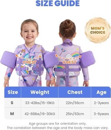 Дитячий рятувальний жилет Gogokids для плавання (2-6 років, 14-30 кг), фіолетовий. Жилет-куртка з регульованими ременями для безпечного навчання плаванню.