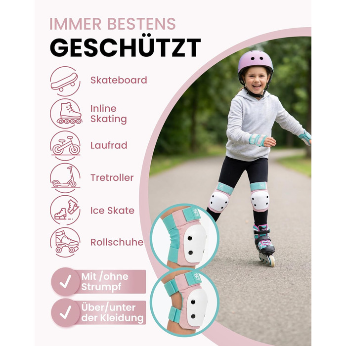 Захист для колін та ліктів 99FLIPS для дітей 3-8 років, рожевий (Candy PINK) - комплект для роликів, скейтборду, самокату (XS)