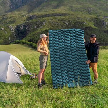 Килимок для кемпінгу Naturehike, Ultraleichte, Надувний, з інтегрованим насосом, для велосипедних походів, для наметів, початкового рівня (з насосом, темно-синій, двошаровий)