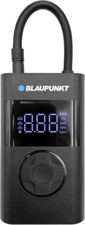 Портативний акумуляторний компресор Blaupunkt TPM 124 для накачування шин авто, велосипедів, мотоциклів і м'ячів, з функціями павербанку та ліхтарика, чорний