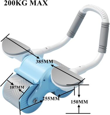 Ролик для пресу з автоматичним відскоком, з підтримкою ліктів, для тренування пресу, блакитний