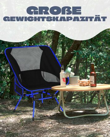 Складний туристичний стілець для кемпінгу з сіткою та кишенями, вантажопідйомність 150 кг, ультралегкий, для подорожей, пікніків, риболовлі (Оранжевий, Синьо-чорний)