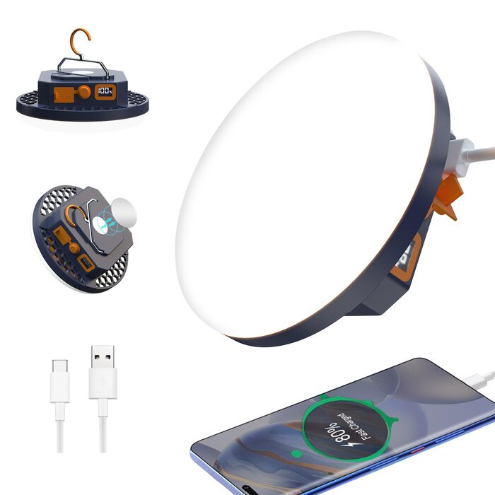 Ліхтар кемпінговий LED 2000 люмен з акумулятором 9900mAh, 30W. Ліхтар для намету, пошуковий прожектор, аварійне освітлення для походів, кемпінгу та відключень електроенергії.