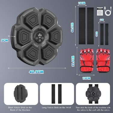 Електрична боксерська машина з Bluetooth, LED-підсвіткою та музикою Euakee. 9 режимів швидкості, функція підрахунку ударів, легка установка.