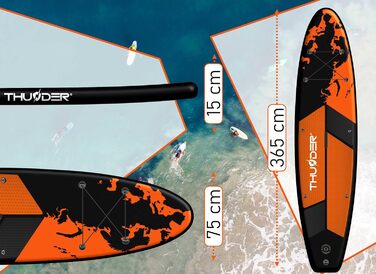 Надувна SUP-дошка THUNDER 320/365 см, зелена, з насосом, рюкзаком і регульованим веслом, протиковзкий PVC, заміна для каяка або понтона