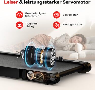 Ходувальний килимок Schwingungen з додатком, бігова доріжка для дому 6 км/год, ходувальний килимок для офісу та дистанційне керування для дому та офісу, чорний/червоний