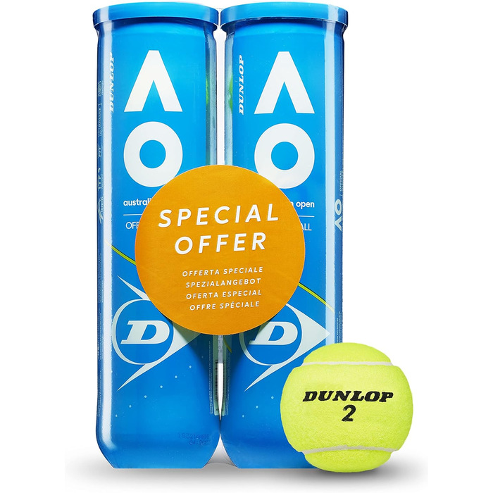 Тенісні м'ячі Dunlop Australian Open для глини, хардкорту та трави, 8 шт.