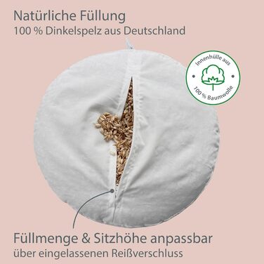 Медитаційне подушення Soul Pillow: зручне сидіння для йоги та медитації, Ø30 см, 15 см заввишки, з пшеничною начинкою, знімний чохол, екологічна тканина OEKO TEX 100, колір: зелено-сірий