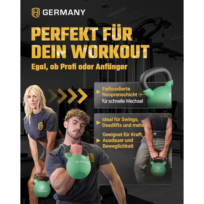 Гантель з неопрену HQ Germany® | Повний чавун | 2-32 кг | Стартові набори | Допуск по вазі ±2,0% (22 кг)