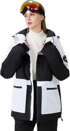 Жіночий комплект гірськолижний (2 шт.): куртка та штани HOTIAN. Водонепроникний, вітронепроникний, теплий. Розмір M, колір: чорний + білий