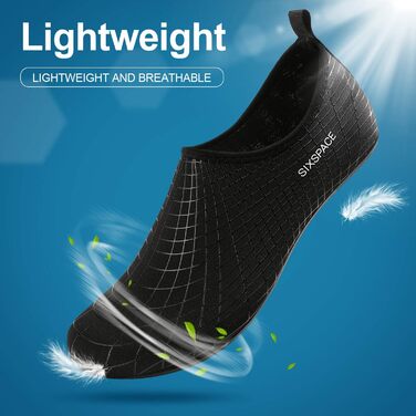 Чоловічі та жіночі аквашузи Sixspace для плавання, серфінгу та йоги. Швидка сушка, дихаючі, чорні (41 EU)