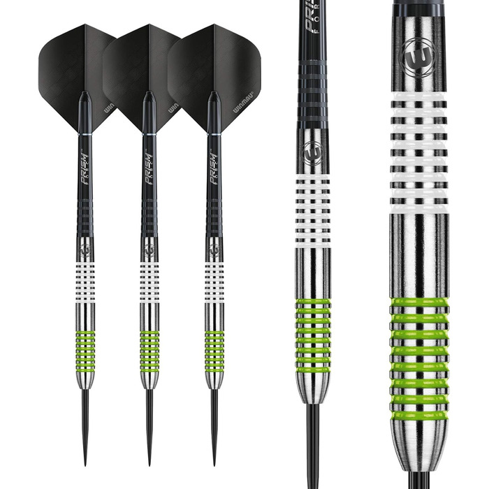 Дротики WINMAU Ton Machine 21 г, професійні, вольфрамові, сталевий наконечник, з оперенням і стрижнями