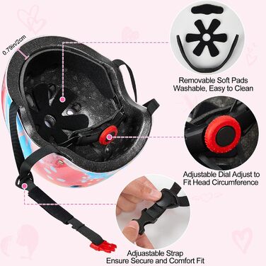 Дитячий шолом Unicorn Castle для велосипеда, 8-14 років, комплект наколінників та налокітників, блакитний/рожевий