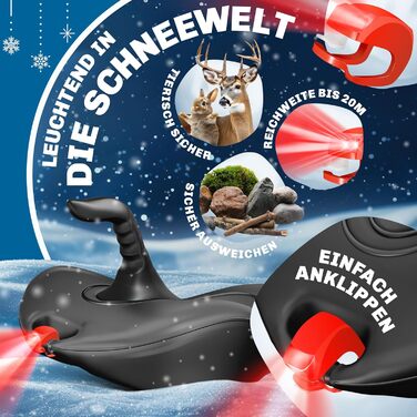 Кесер® Бобслей Bob Schneebob Alpina з LED-підсвіткою, тросом, для дітей та дорослих, пластиковий, чорний