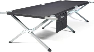 Розкладне ліжко 24MOVE® для кемпінгу та відпочинку на природі, 210x72x45 см, чорне, до 200 кг