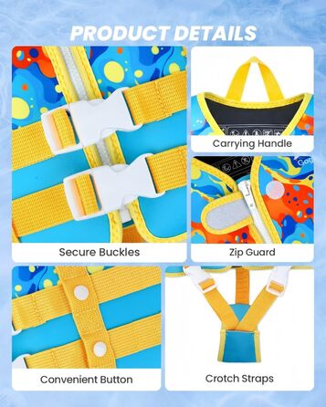 Дитячий жилет для плавання Gogokids для малюків 1-5 років (15-30 кг), блакитний