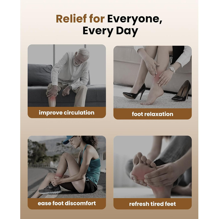 Електричний масажер для ніг Bob and Brad Lite з підігрівом, розминаючою та компресійною функцією, Shiatsu масажер для ніг, для зняття болю (до 45 розміру), з пультом керування