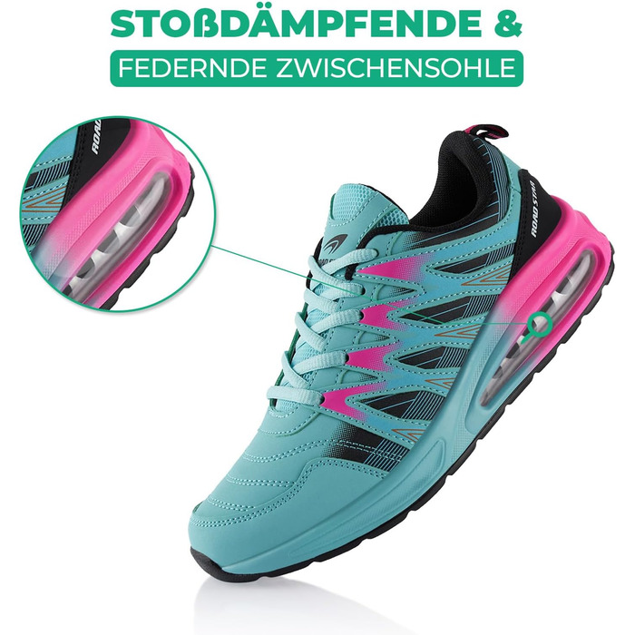 Спортивні кросівки для жінок та чоловіків з амортизацією, легкі бігові кросівки (42 EU, Синій Чорний Рожевий)