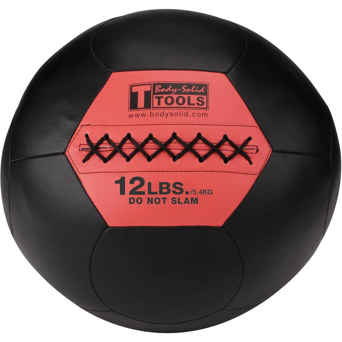 Медбол Body-Solid BSTSMB Soft Shell, не відскакує, для кросфіту, тренування сили, схуднення, фітнесу, вага 12 фунтів, чорний