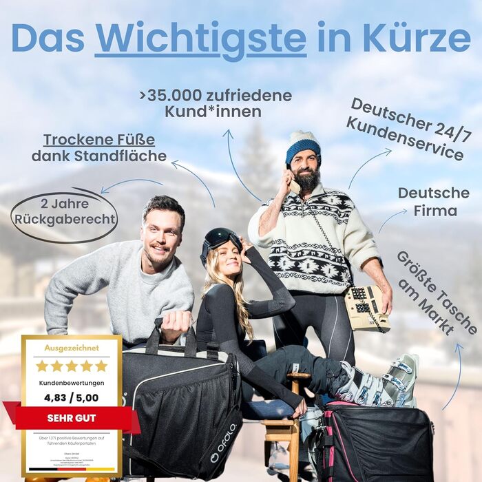 Чохол для лижних черевиків Otaro з відділенням для шолома | Сумка для лиж, шолома та аксесуарів | Водонепроникна, міцна, об'єм 57L, колір зелений