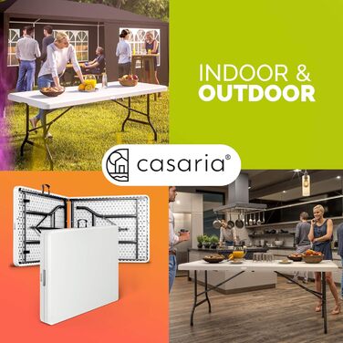 Зручний розкладний садовий стіл Casaria® 183x76 см - Білий, для саду, тераси, кемпінгу та балкону