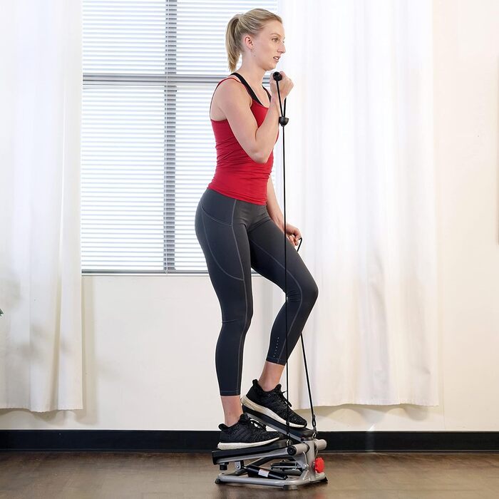 Степпер Sunny Health & Fitness для дому, тренажер для всього тіла з еспандерами, можливість підключення до додатку SunnyFit, класична версія