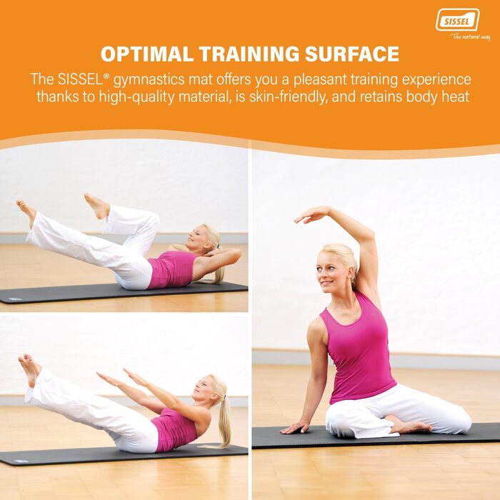 Килимок для фітнесу та йоги SISSEL® 1,5 см | Не слизький, безпечний для шкіри | З оптимальною амортизацією | Легко згортається | Розміри: 180x60 см, Антрацит