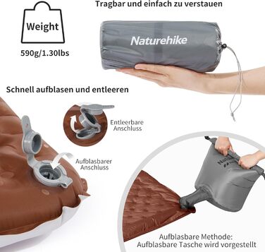 Каремат Naturehike Thermal 5.8 R-value для кемпінгу самонадувний, ультралегкий, всесезонний (жіночий, L)
