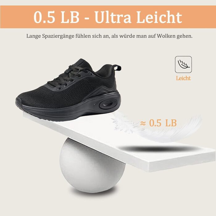 Жіночі кросівки Wondamo: легкі, дихаючі, з амортизацією для бігу, ходьби, активного відпочинку та фітнесу. Розміри 37-42 EU, чорний колір