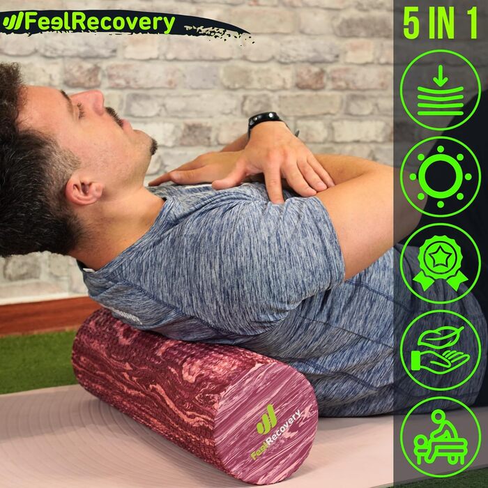 Масажний ролер Feel Recovery для фасції, м'який, для початківців, 45x15 см, EVA, середньої жорсткості, для спини, ніг, шиї, рожевий, для йоги та пілатесу