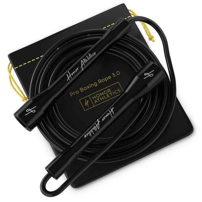 Стрибальний скакалка для боксу Honor Athletics Pro Boxseil 3.0, регульована, TPU-PVC, 5.3 мм, чорна