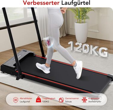 Електричний біговий тренажер складний, для дому з нахилом 5%, швидкість 12 км/год, 1400W, LCD-дисплей, чорний