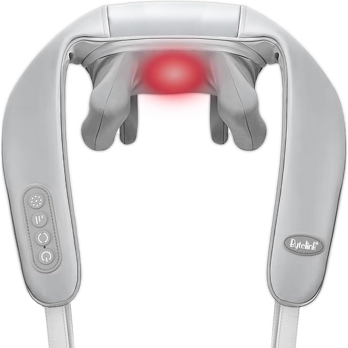 Масажер для шиї та спини з підігрівом, Shiatsu масажер для шиї, спини, плечей, талії та ніг, для розслаблення м'язів, сірий (ідеальний подарунок)