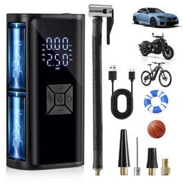 Портативна акумуляторна повітряна помпа для велосипеда - Hofeny, компресор, LED-ліхтар, для авто та мотоцикла