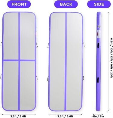 Надувна гімнастична матка для фітнесу, йоги та тренувань - 20 см, 2/3/4/5/6 м